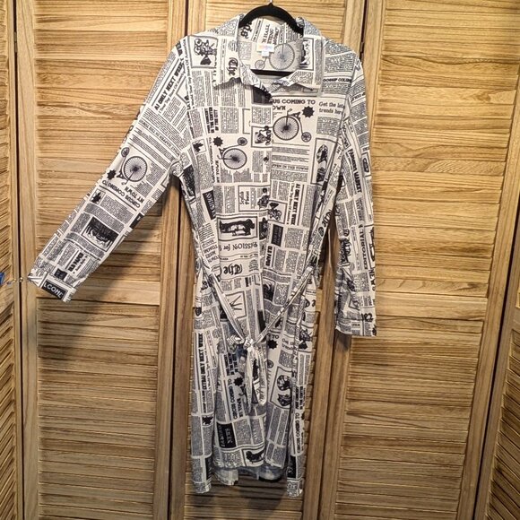 LuLaRoe Dresses & Skirts - LuLaRoe ELLIE Black and White Newspaper Print Dress Size XL